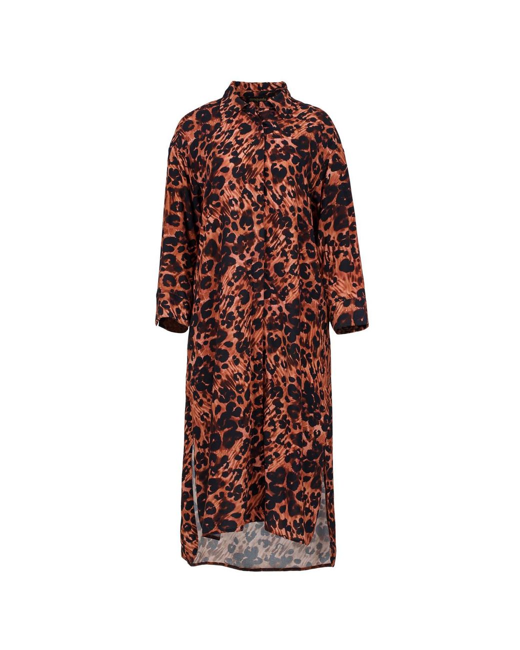Conquista Red Animal Print Midi Dress With Side Slits