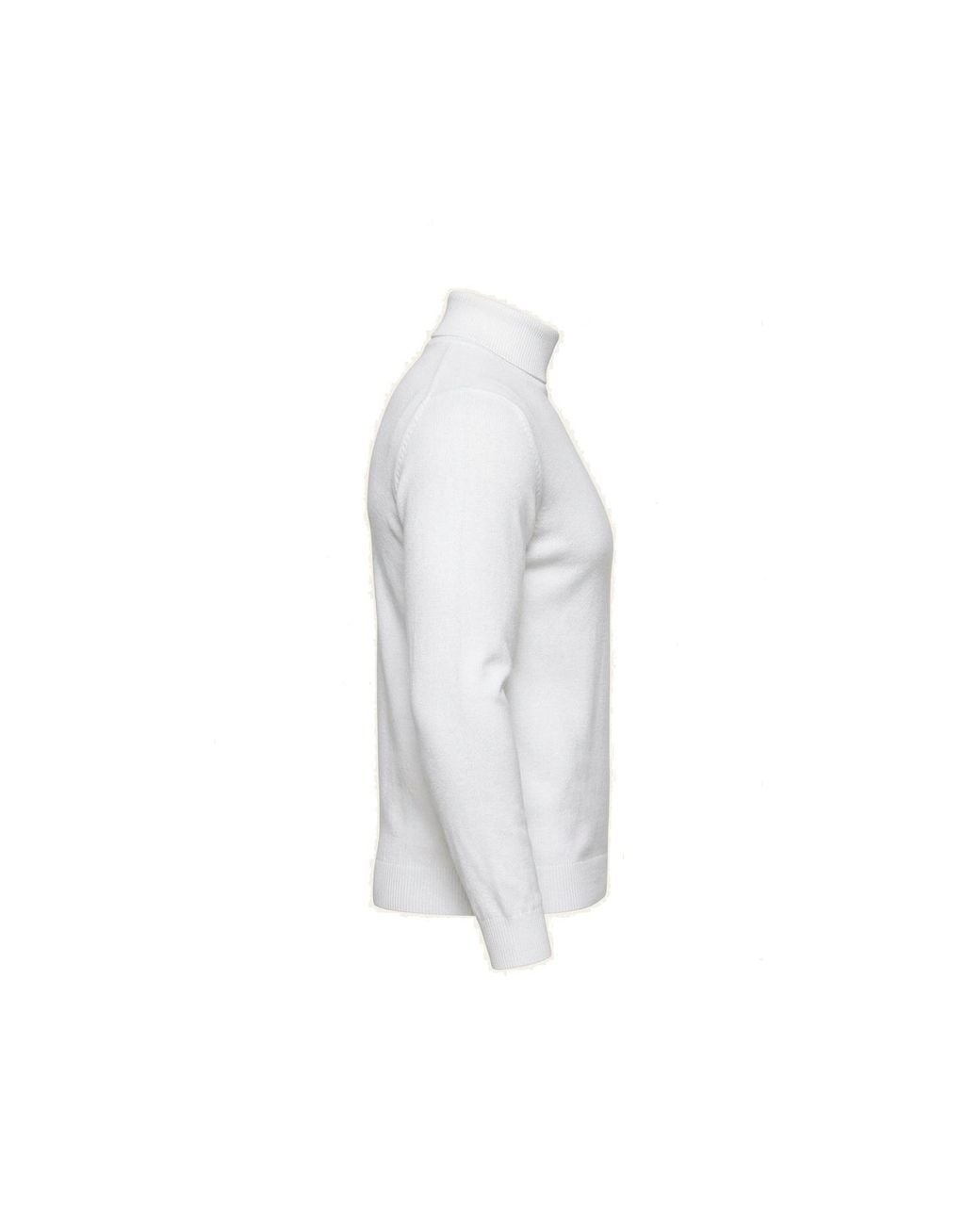 Ron Tomson White Roll Neck Knit Sweater for men