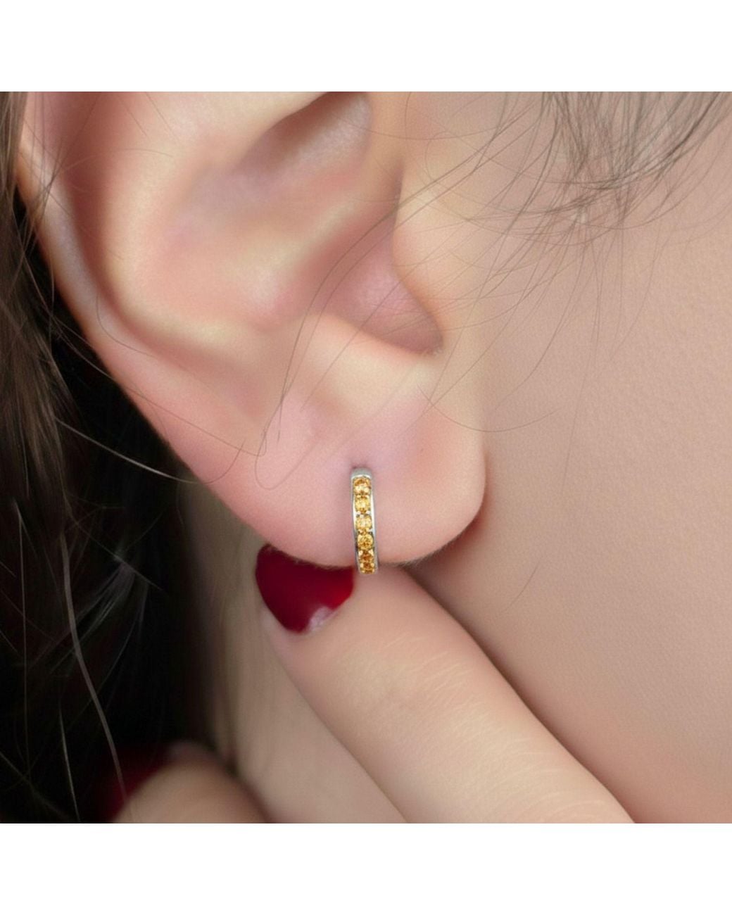 Sophelia Metallic Citrine November Birthstone Small Huggie Hoops