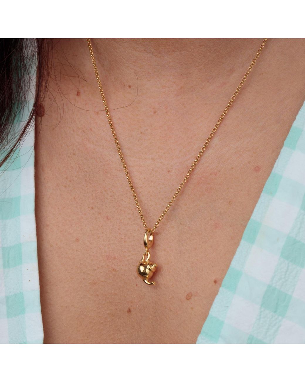 Lily Charmed Metallic Plated Teapot Charm Necklace