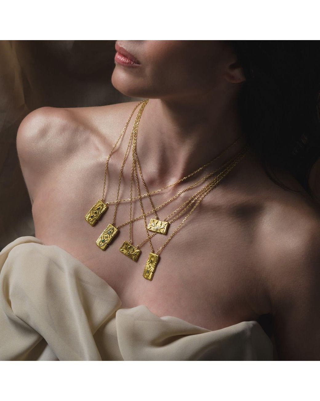 Myrto Katramadou Jewellery Metallic Infinity Necklace-Plated-Three Stones- Royal