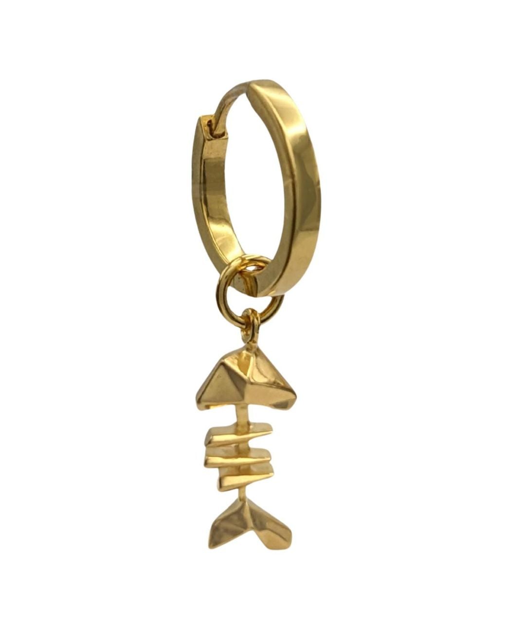 Frenvyrn Metallic Mars 18K Vermeil Fish Bone Huggie Hoop Earring Single for men