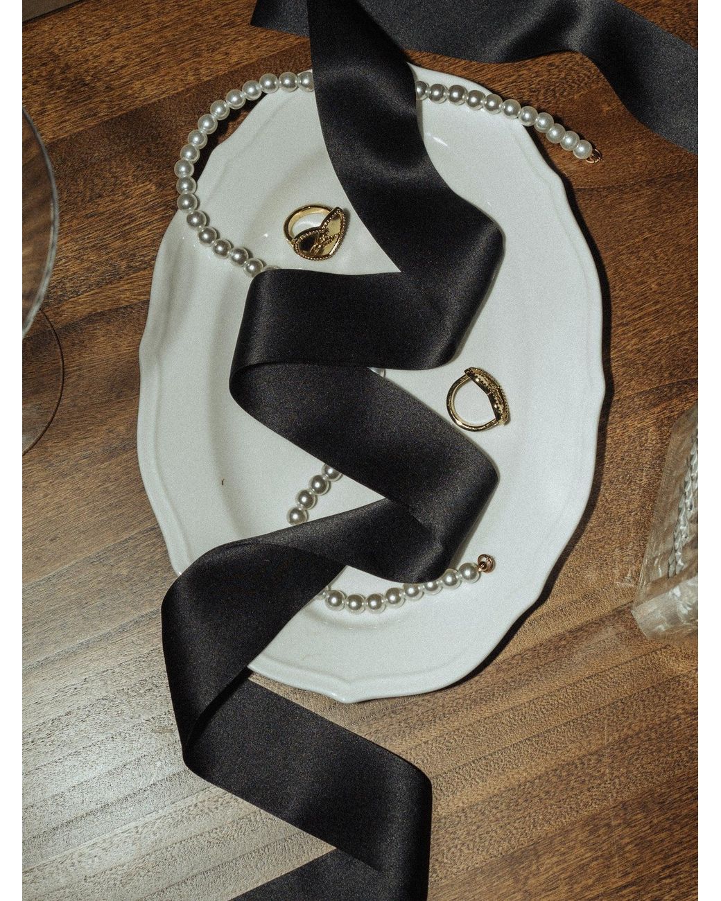 Lost Pattern Black La Collectionneuse Silk Ribbon Scarf