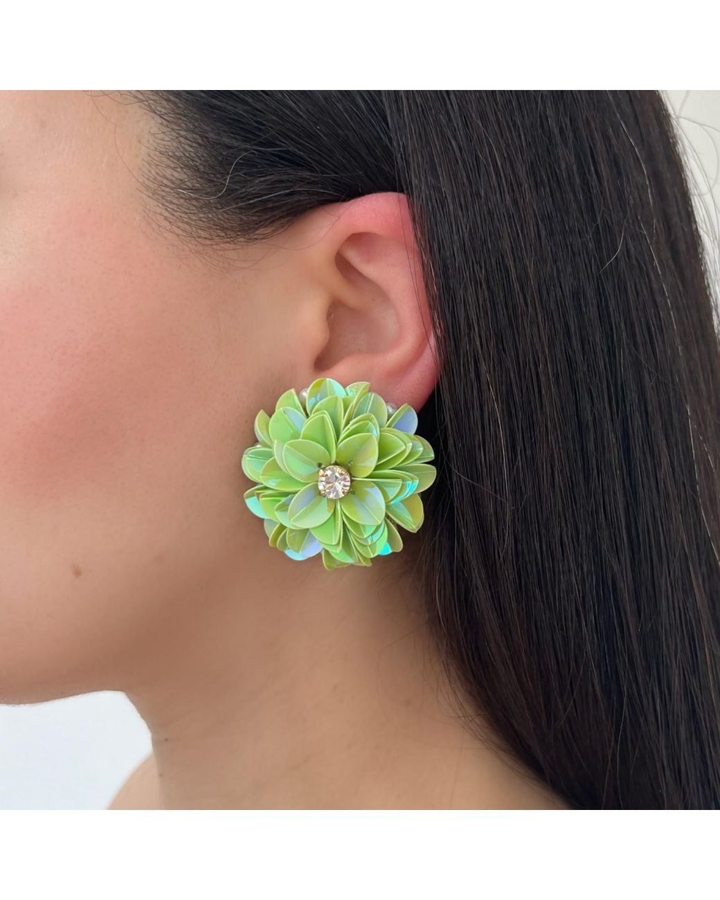 PINAR OZEVLAT Green Blossom Studs Pistachio