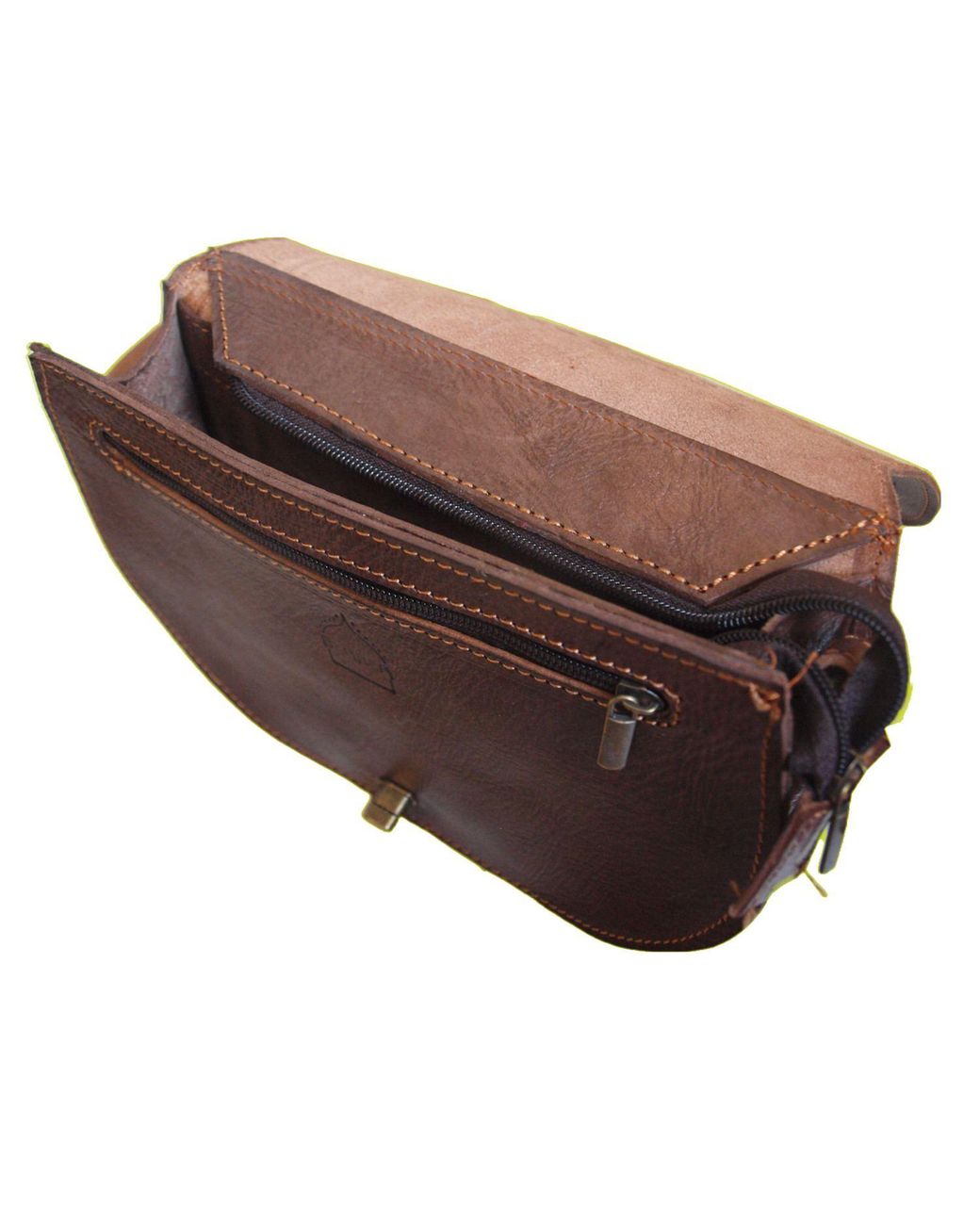 Berber Leather Brown The Temara Embossed Saddle Bag