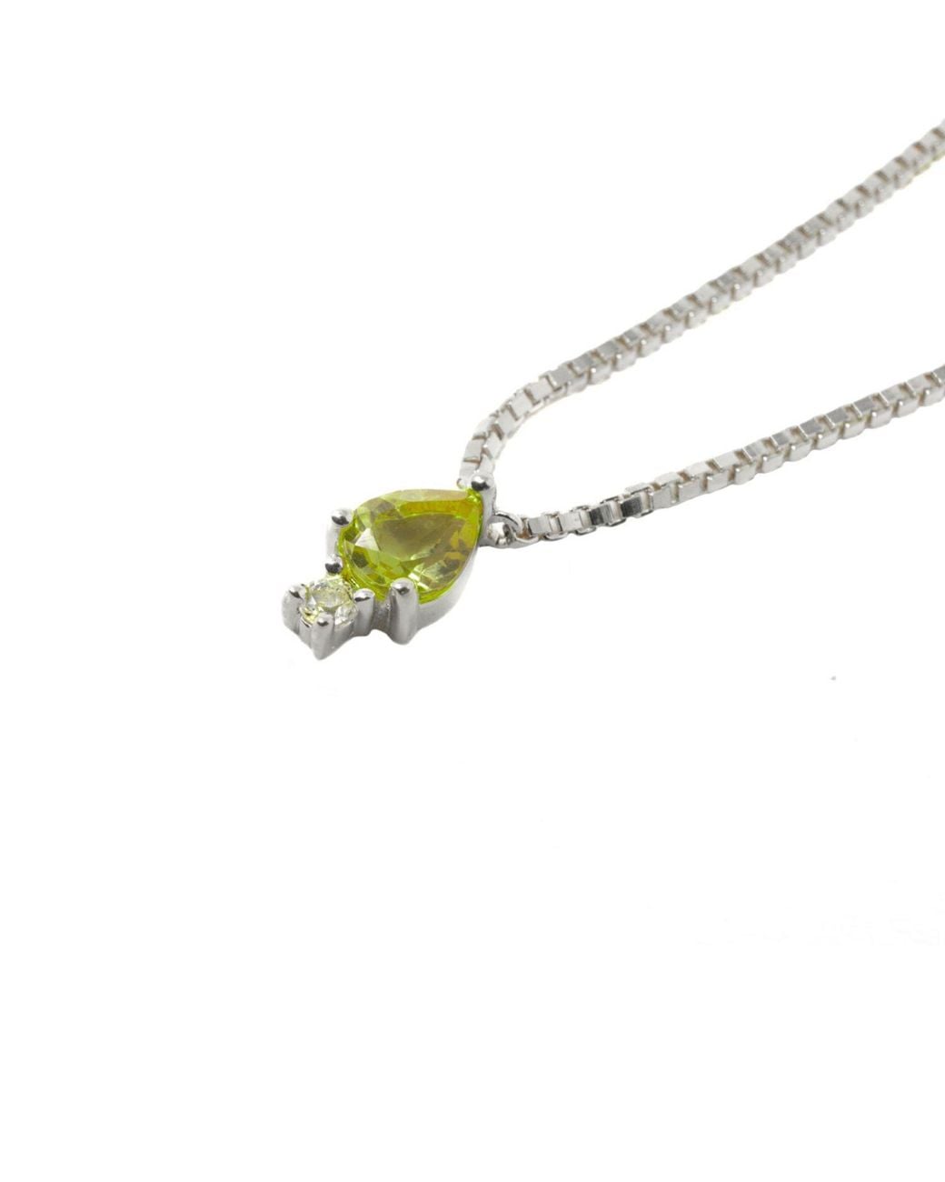 NASI SILVER Green Pear Atarah Necklace- Peridot & Topaz