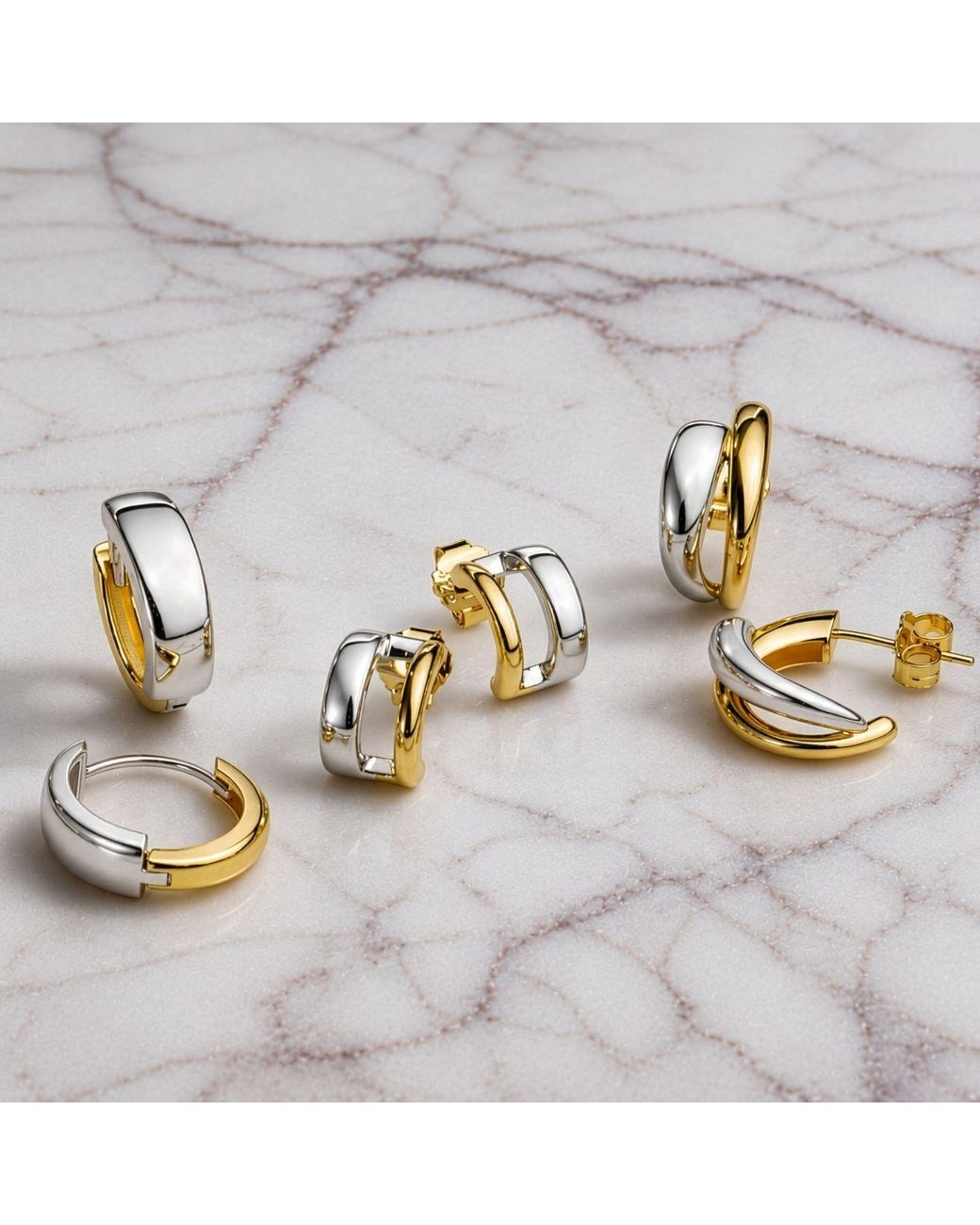 Belinda Jewelz Metallic Mixed Metal Reversable Hoop Earrings
