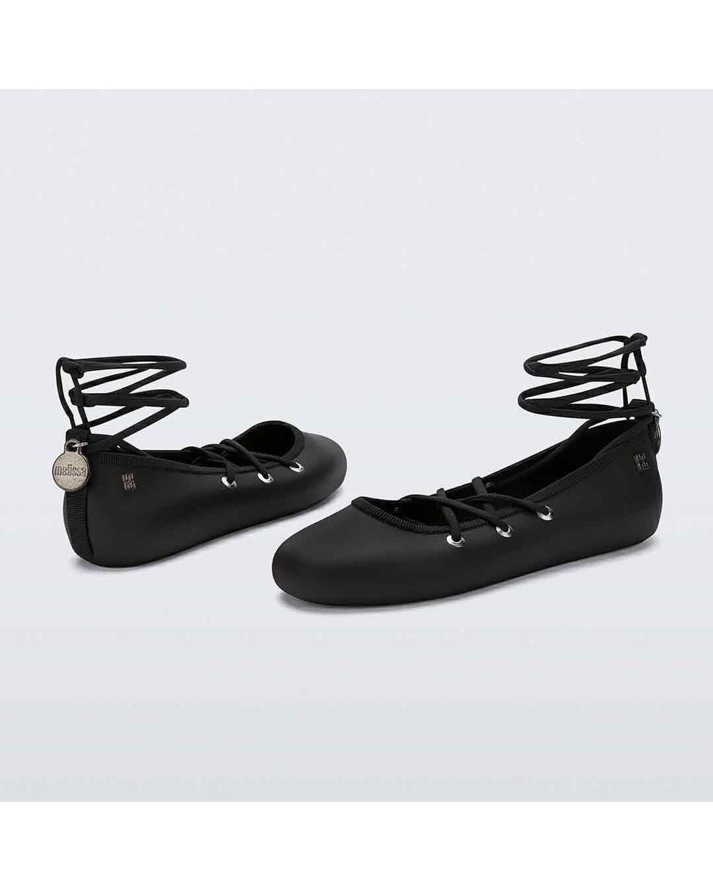 Melissa Black Beta Ankle Strap Ballet Flat