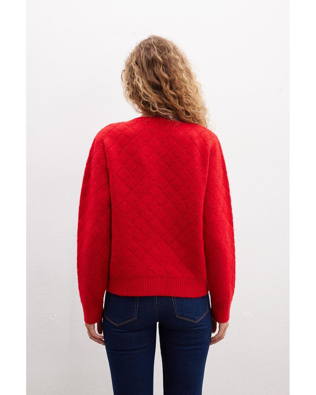 Peraluna Red Alba Jacket Diamond Patterned