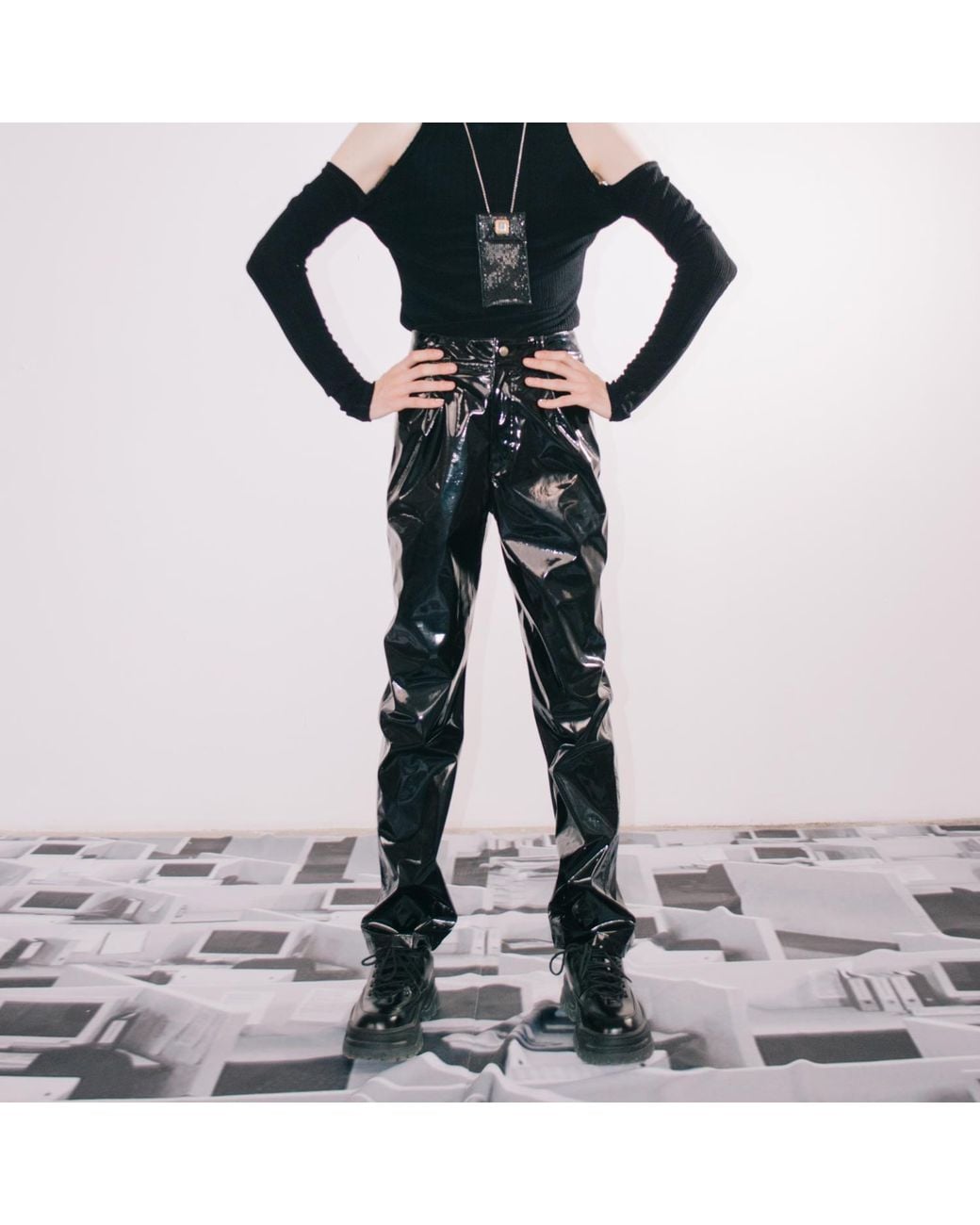 Paloma Lira Black Plastic Pants for men
