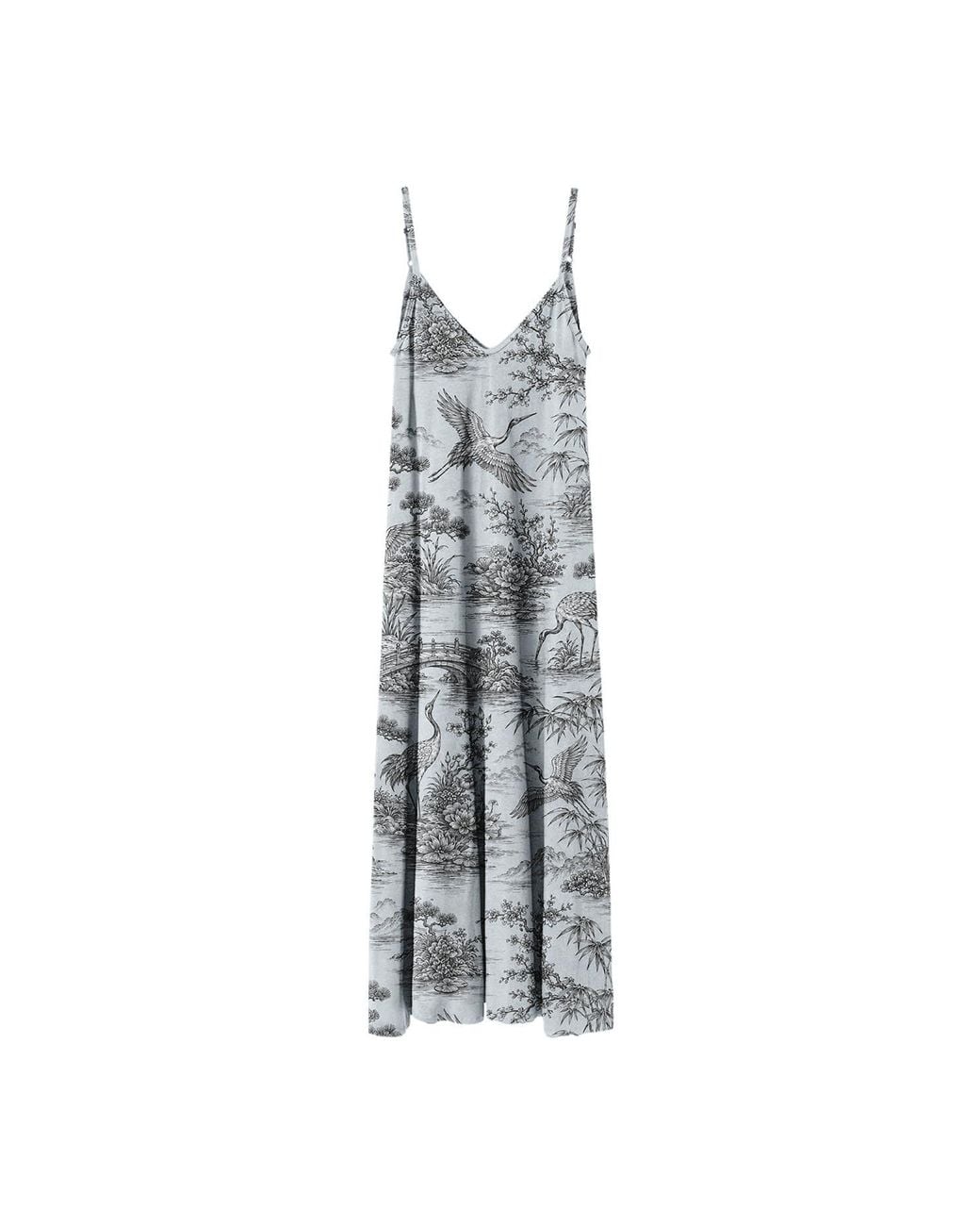 Aloha From Deer Gray Crane Garden Maxi Dress