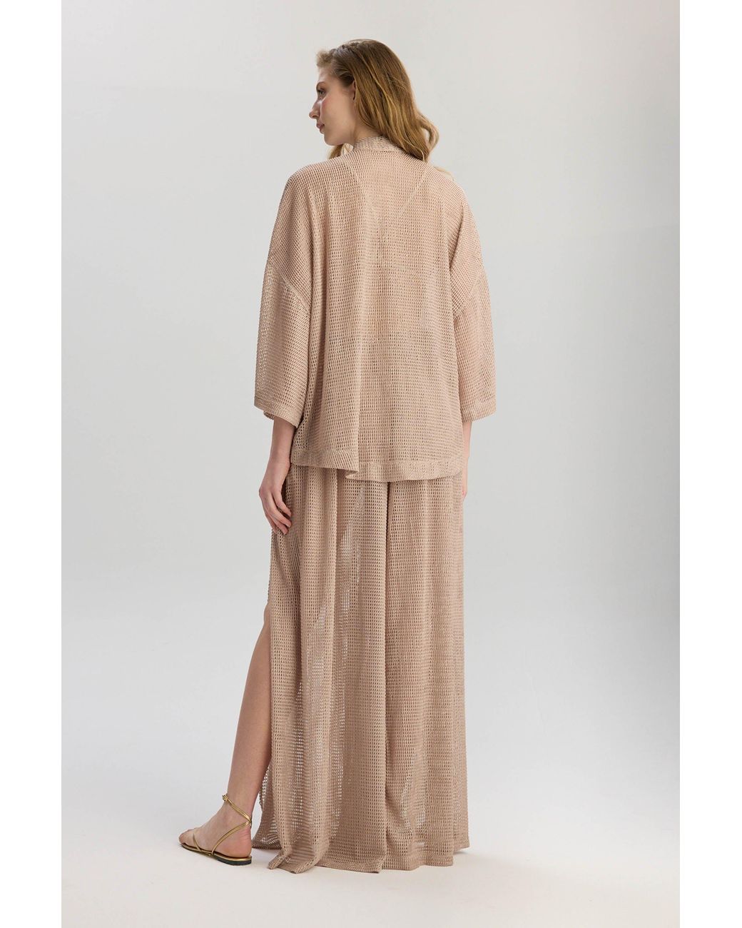 Lilamie Natural Carmen Loose Fit Long Sleeve Summer Kimono Top
