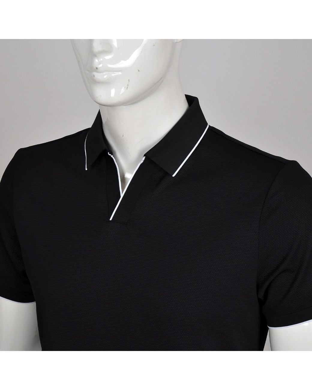 DAVID WEJ Black Marco V-Neck Polo Shirt for men