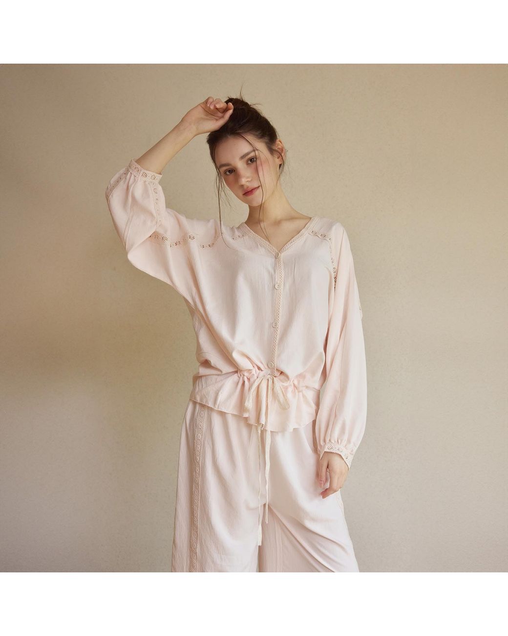 Luna Luz Pink Jessi Sand-Washed Shirt Pajama Set