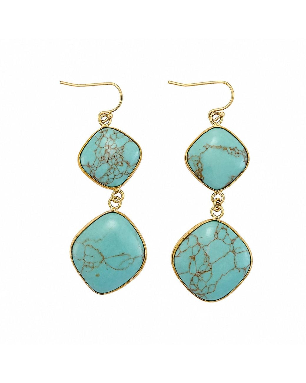 Rare Matters Jewelry Green Modern Geometric Bezel Double Drop Earrings