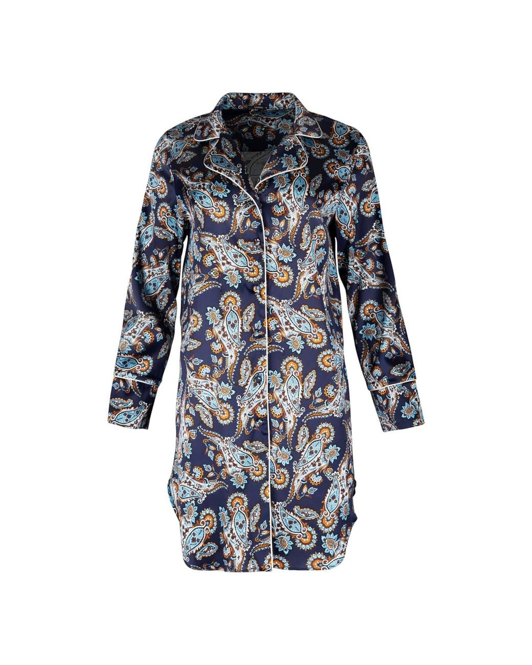 Oh!Zuza Blue Neutrals Silk Shirt Nightdress