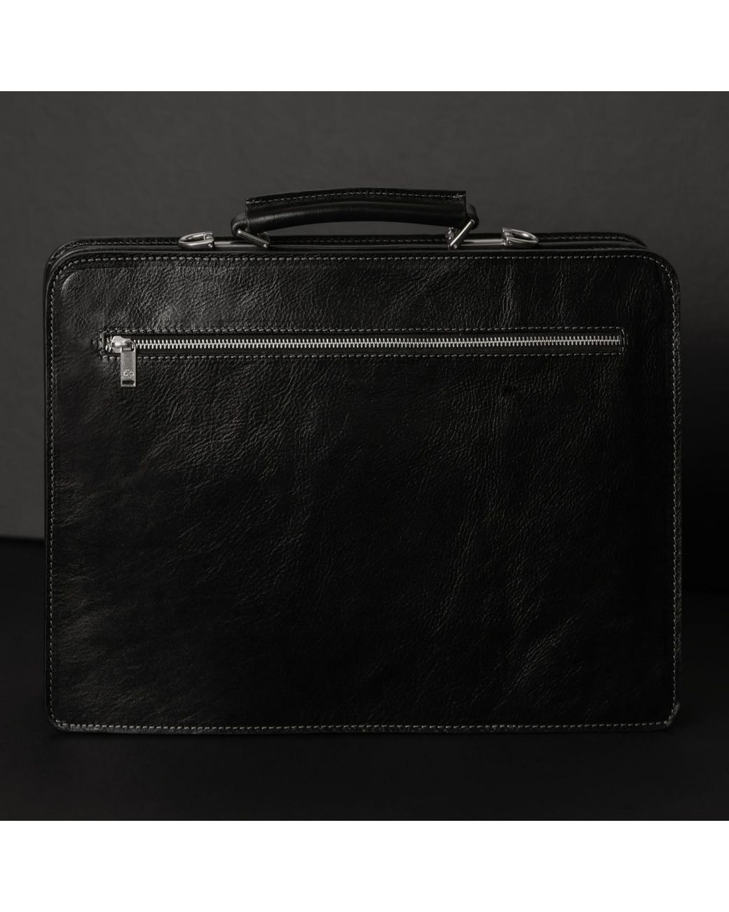 Time Resistance Black Leather Large Satchel Bag Briefcase for men