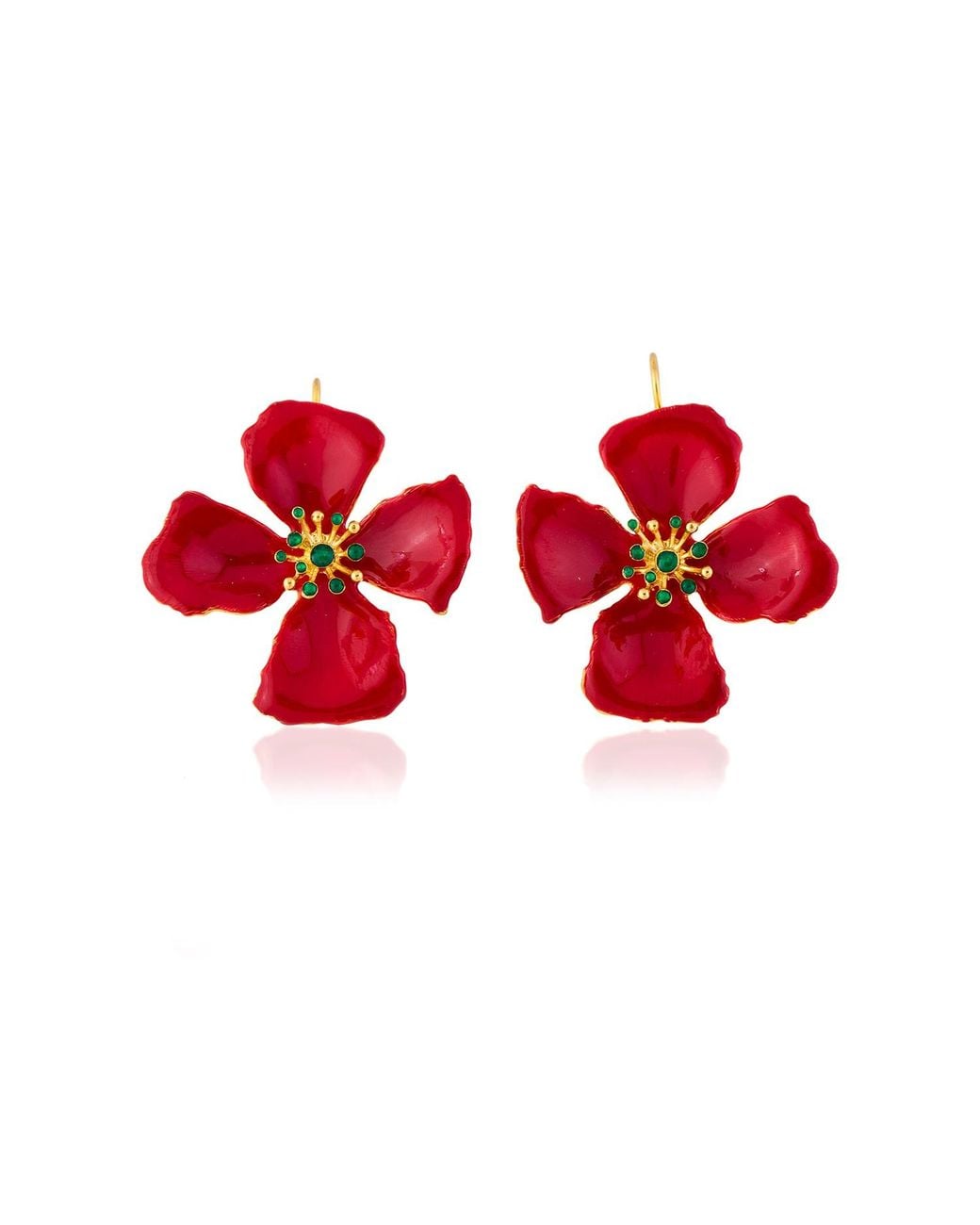 Milou Jewelry Red Hibiscus Flower Earrings