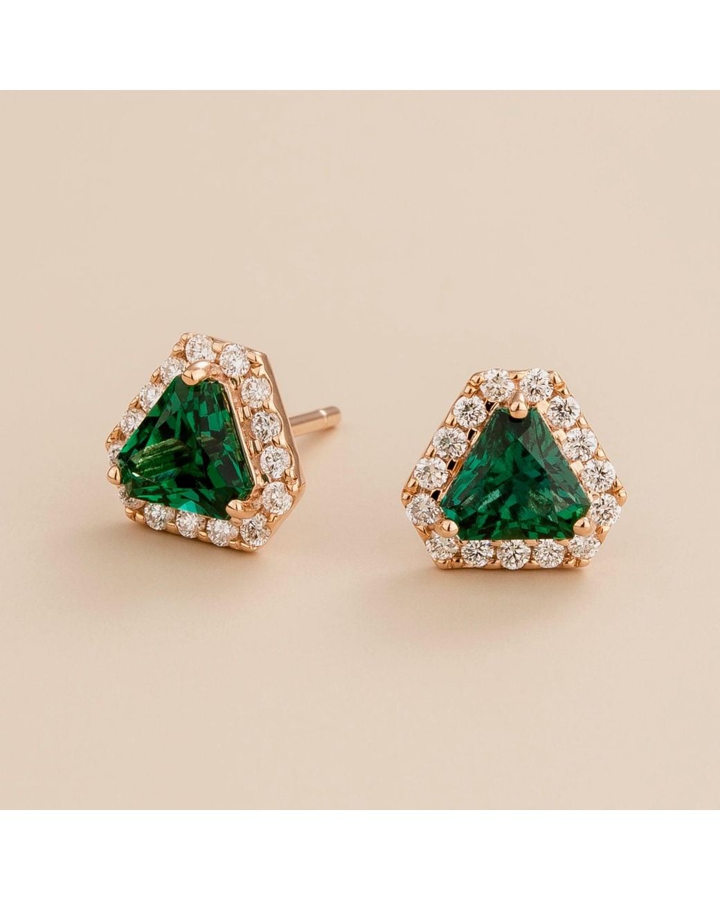Juvetti Green Rose Diana Rose Earrings Emeralds & Diamonds