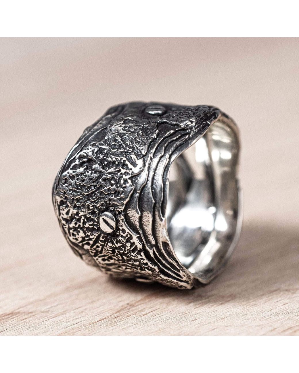 German Kabirski Metallic Esker Handmade Ring With A Sculptural Effect for men
