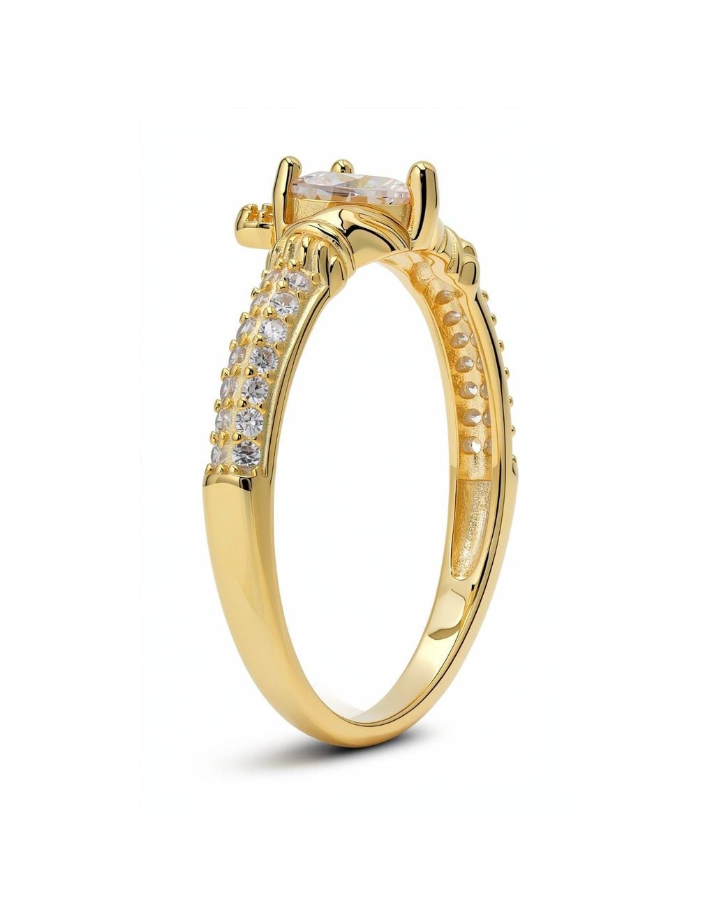 Kylie Harper Metallic Heart-Cut Diamond Cz Claddagh Band Ring
