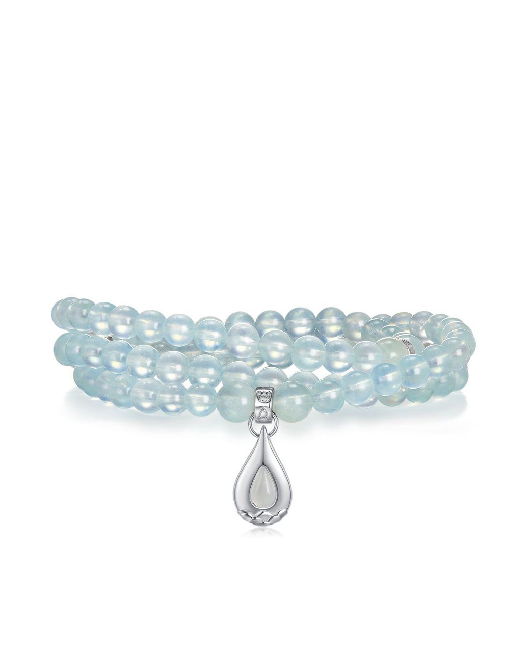 Aurozia Blue Five Elements Water/ Vermeil Aquamarine Waterdrop Pendant Three Layered Crystal Bracelet & Necklace