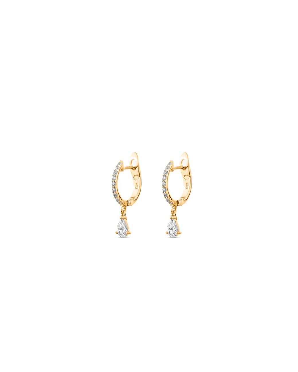 SALLY SKOUFIS Metallic Pure Drop Huggie With Made Cz Diamond Stimulant
