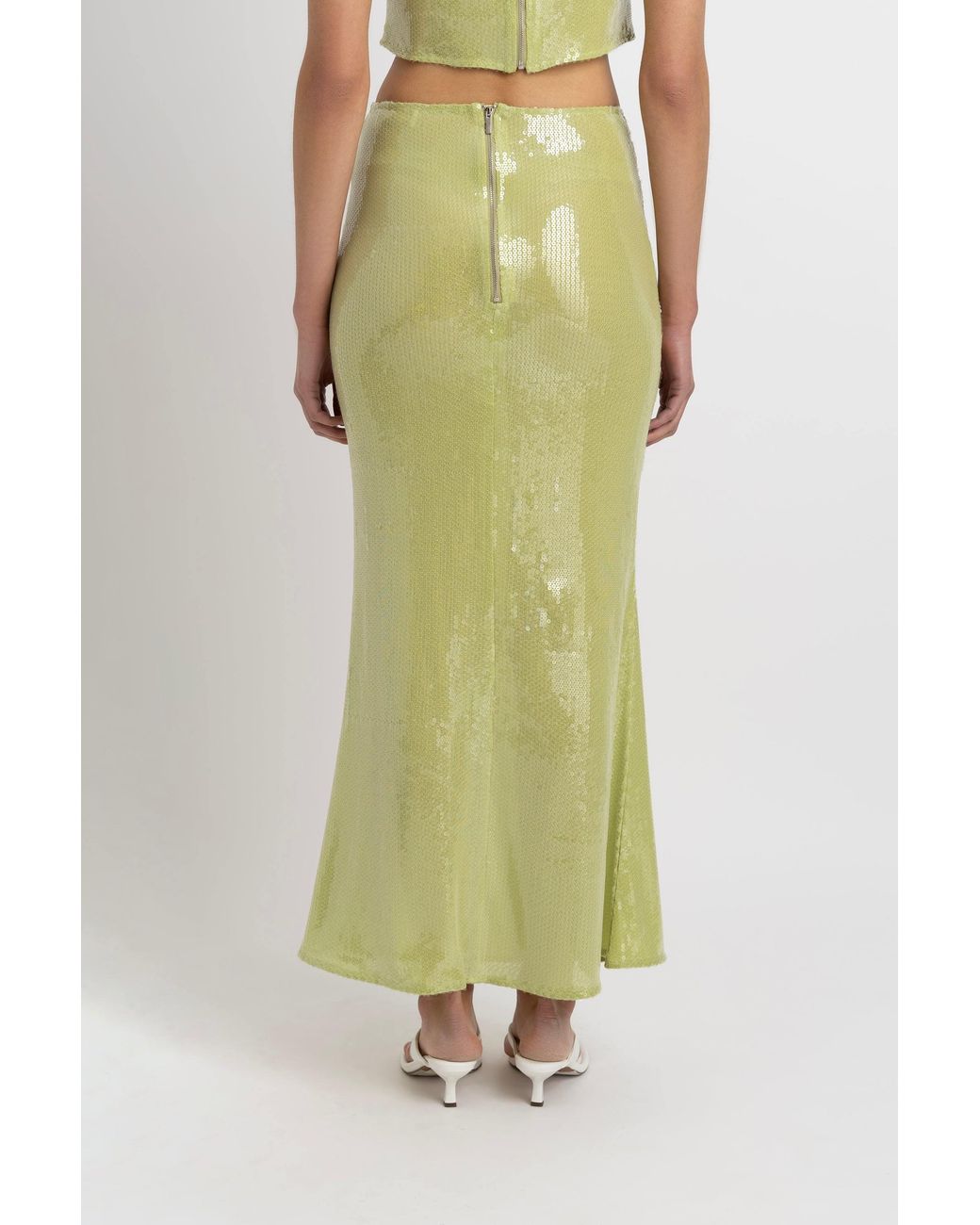 Amy Lynn Green Riva Lime Sequin Maxi Skirt