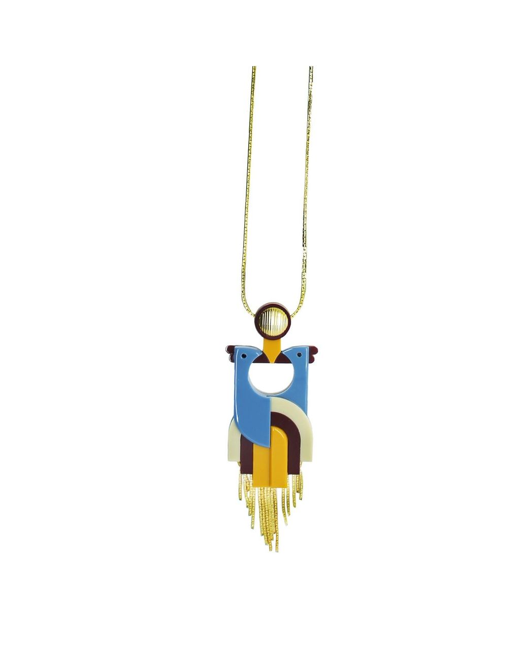 Gissa Bicalho Blue Handmade Acrylic Necklace Quetzal Hortensia