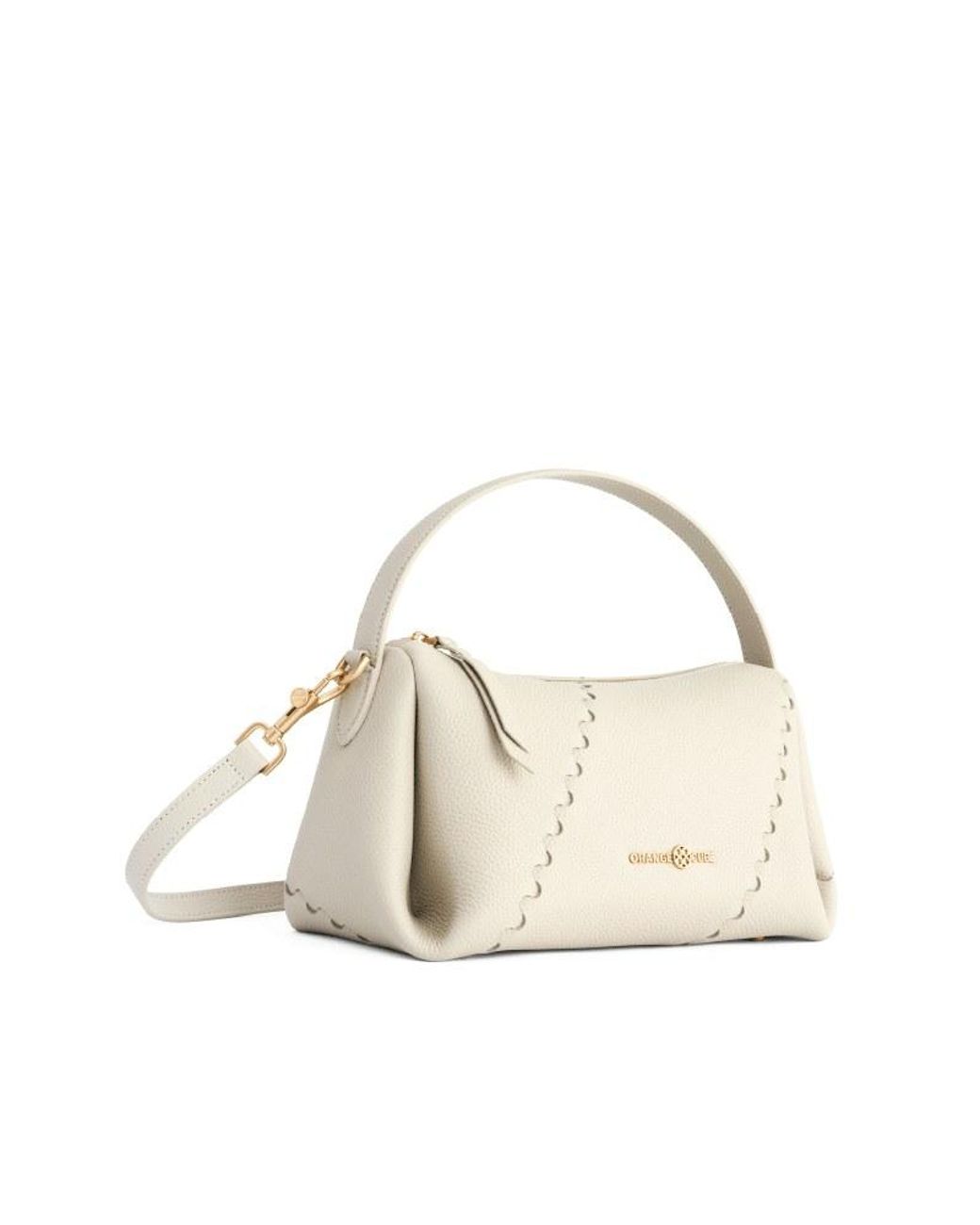 Orange Cube White Mosaic Baguette Bag