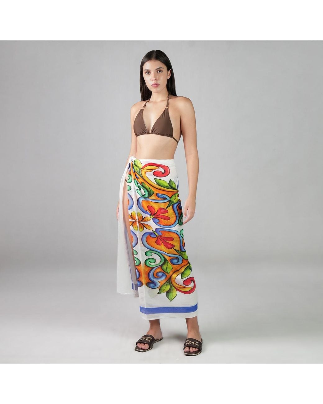 DHARA SHETH DUBAI Blue Majolica Mosaic Resort Sarong