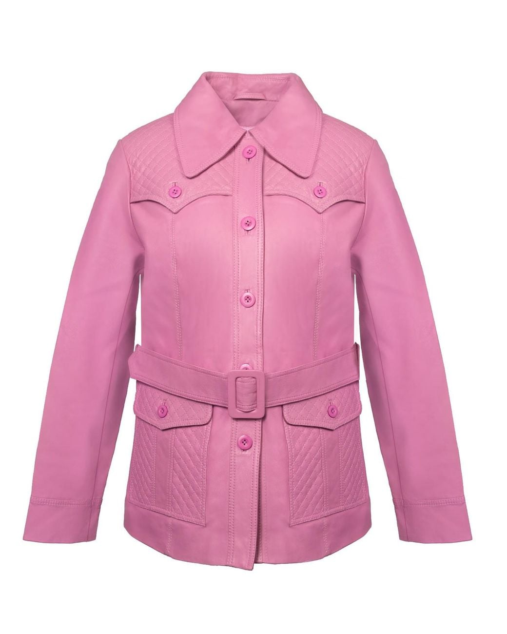 Zasta Studio Pink Old Fashioned Leather Trench Jacket