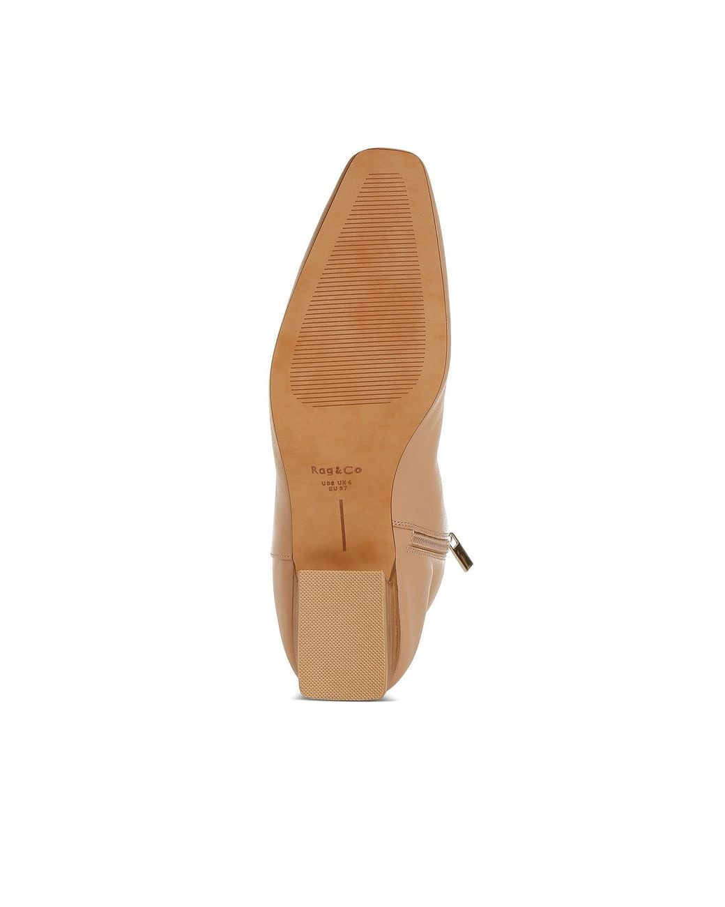 Rag & Co Natural Neutrals Obita Flared Heel Genuine Leather Boots