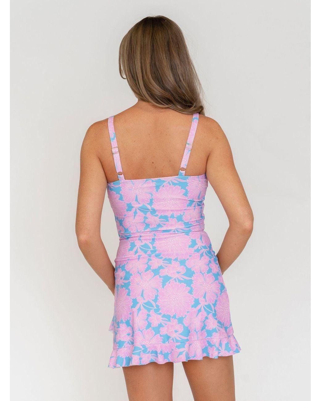 Lime Ricki Swimwear Blue Dahlia Ruffle Skirt