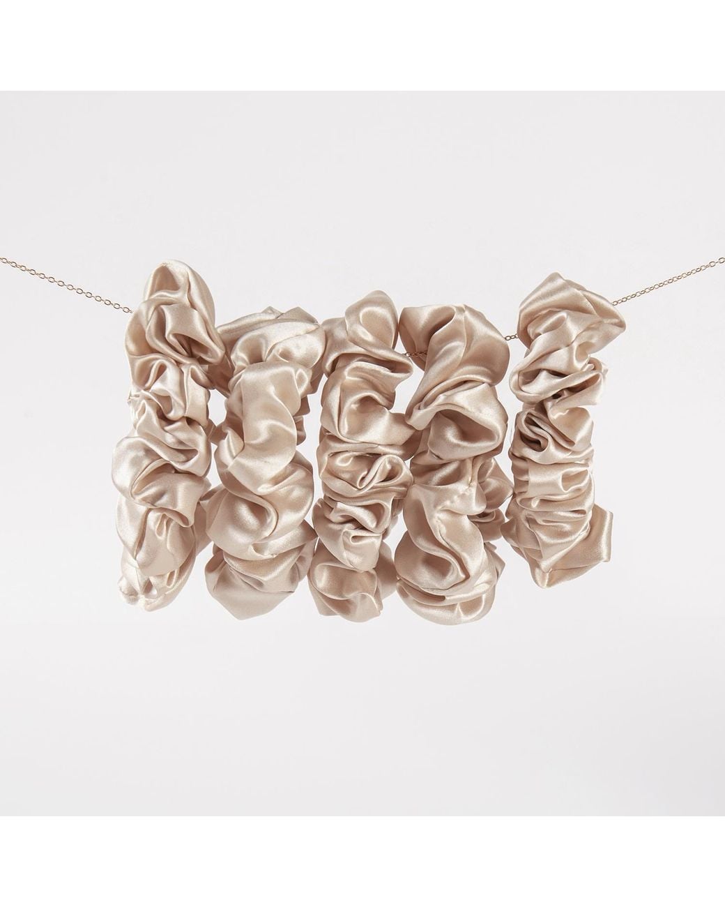 Soft Strokes Silk Metallic Neutrals Pure Mulberry Silk Regular Scrunchie Set Of Five