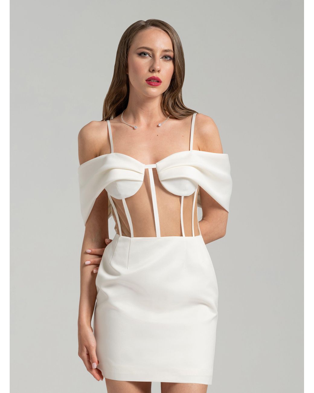 Tia Dorraine White Belle Of The Ball Satin Mini Dress