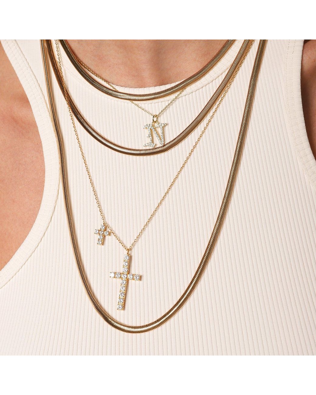 Argento Vivo Metallic The Cz Double Cross Pendant