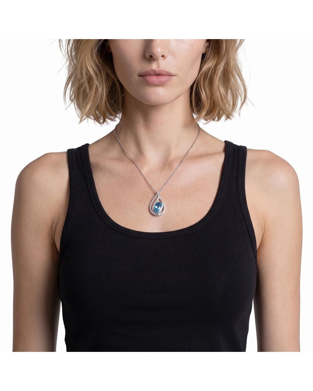 Modenaire Blue Crystal Orb Cage Pendant Necklace