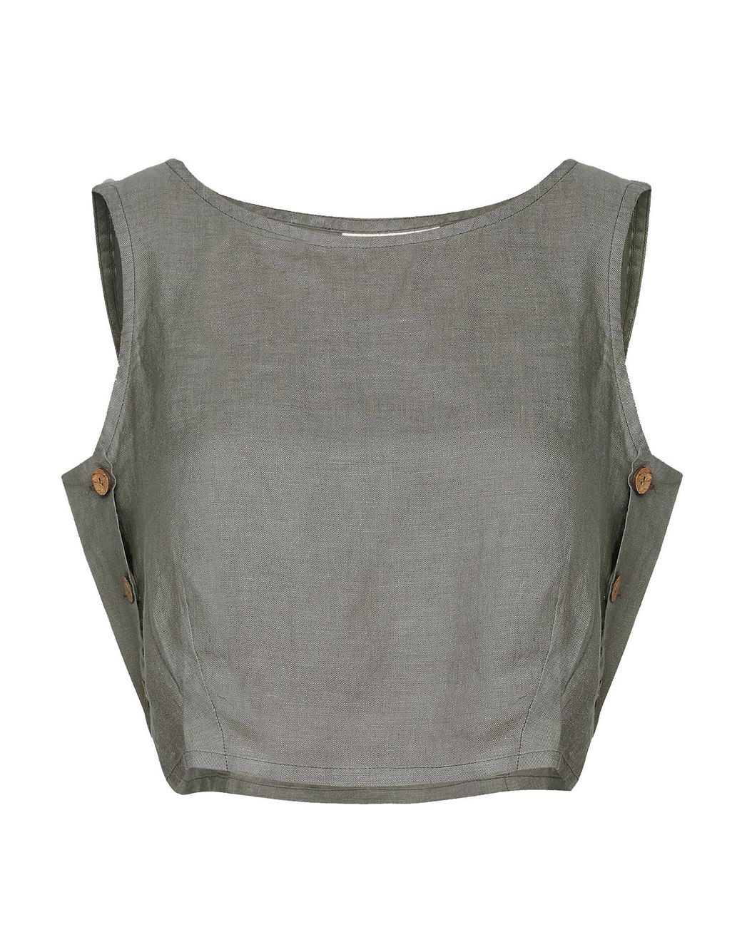 REISTOR Gray Dark Boxy Crop Hemp Top