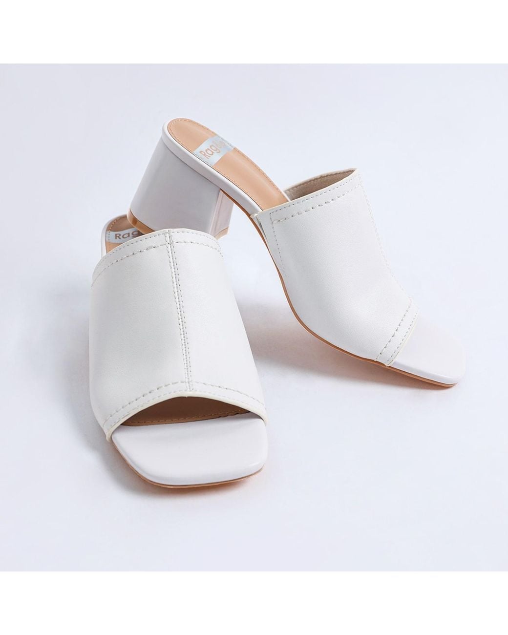 Rag & Co White Wuling Slip-On Soft Leather Heels