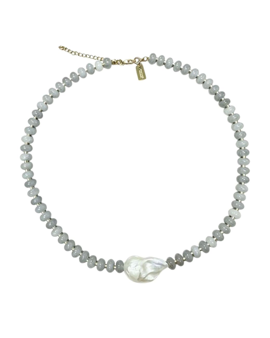Christina Greene Metallic Grounded Stone Beaded Necklace