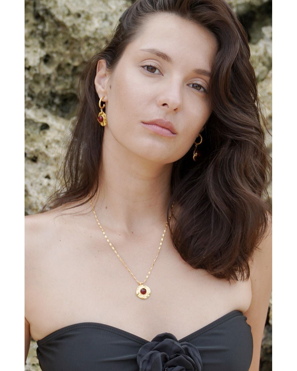 Classicharms Metallic Roaming Venus Ruby Crystal Molten Earrings