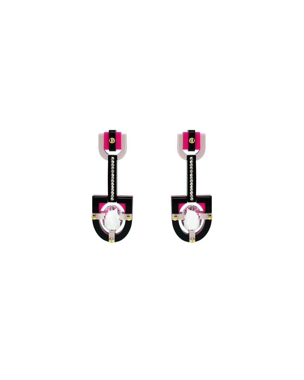 Gissa Bicalho Pink Handmade Acrylic Earring Long Oval Cut Stone