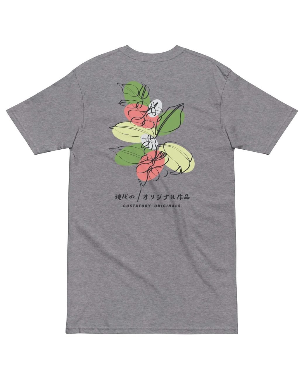 Anchor and Crew Gray Heather Gustatory Originals Coffee Blossom Heavy Cotton Embroidered T-Shirt