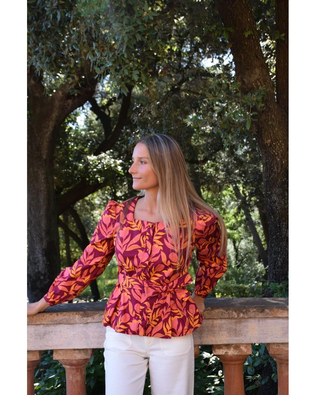 Mind Traveler Red Beth Burgundy Floral Blouse