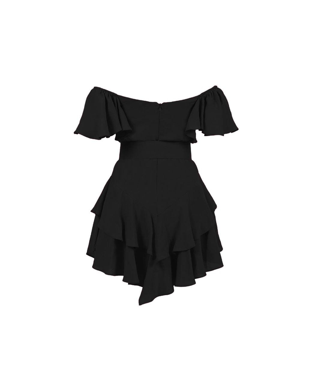 ALINA CERNĂTESCU Black Samba Mini Linen Ruffle Cocktail Dress