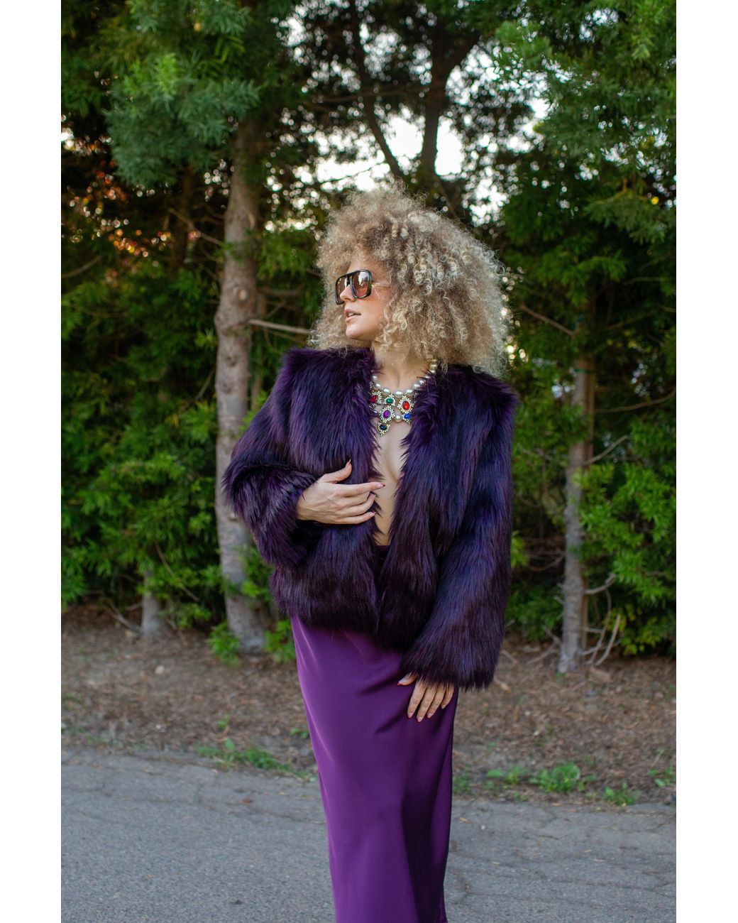 Jennafer Grace Purple Shadow Amethyst Faux Fur Jacket