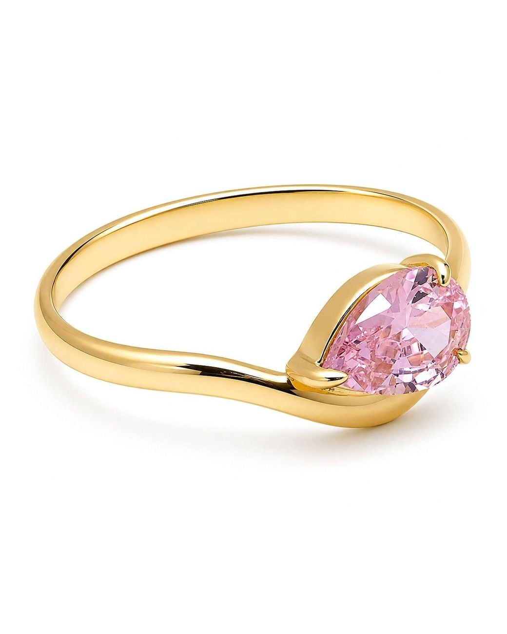 Belinda Jewelz Pink Tourmaline Wavy Solitair Birthstone Ring