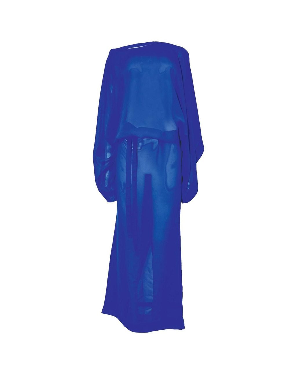 Chuks Collins Blue Chiffon Convertible Batwing Dress