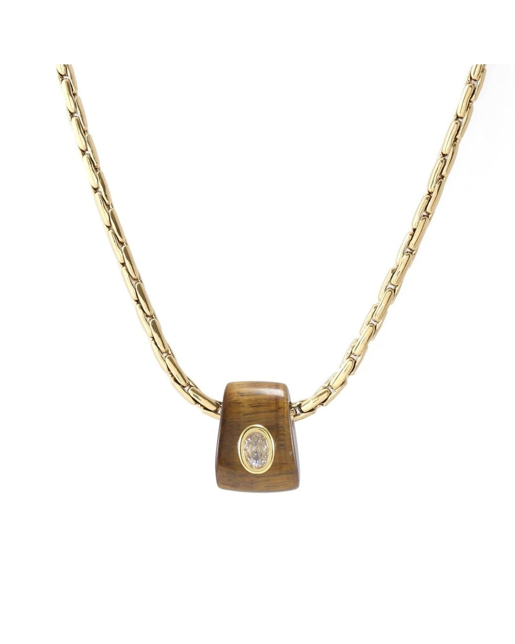 Hye Jane Jewelry Metallic Bowie Tigers Eye Gemstone Slider Necklace